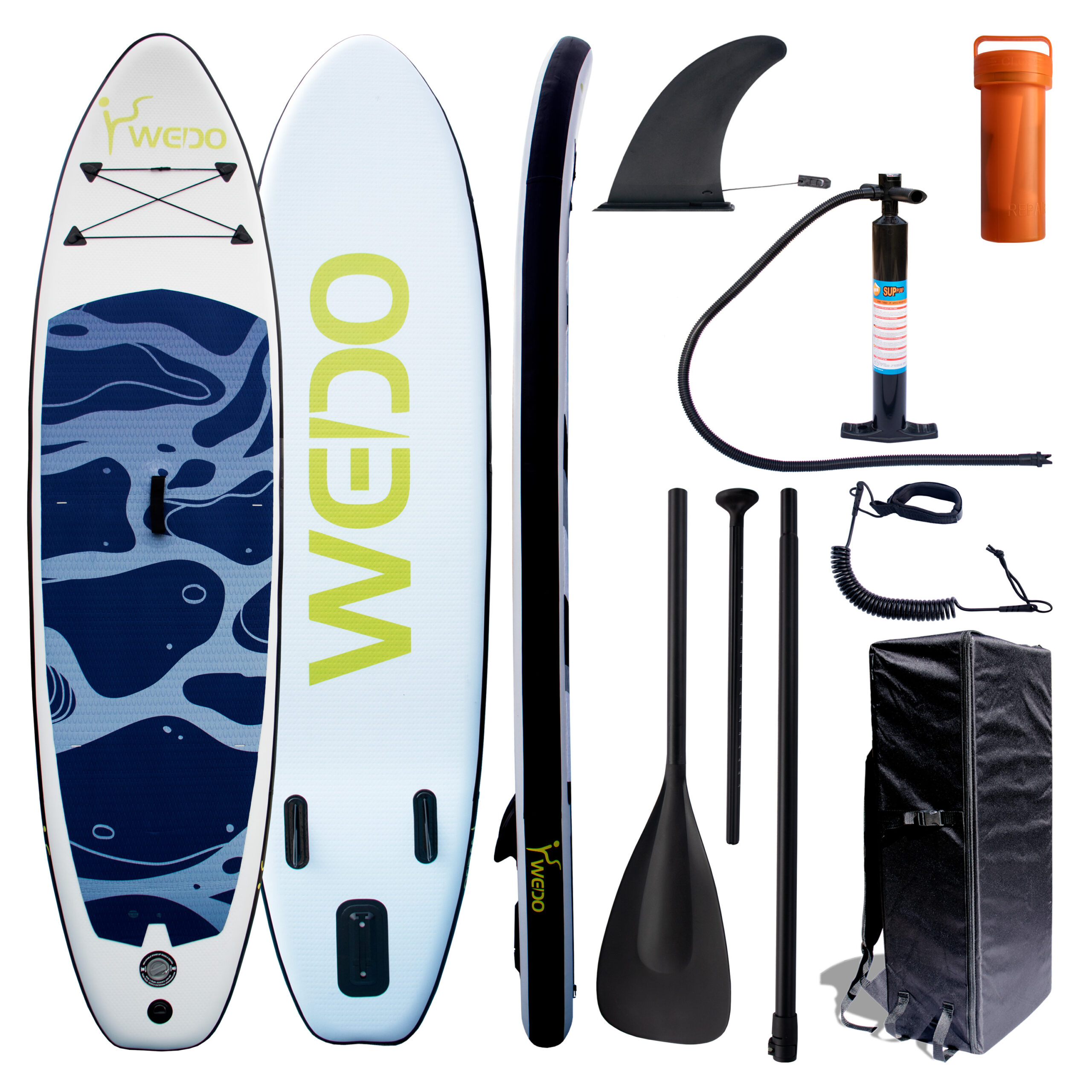 Inflatable paddle surf board with accessories